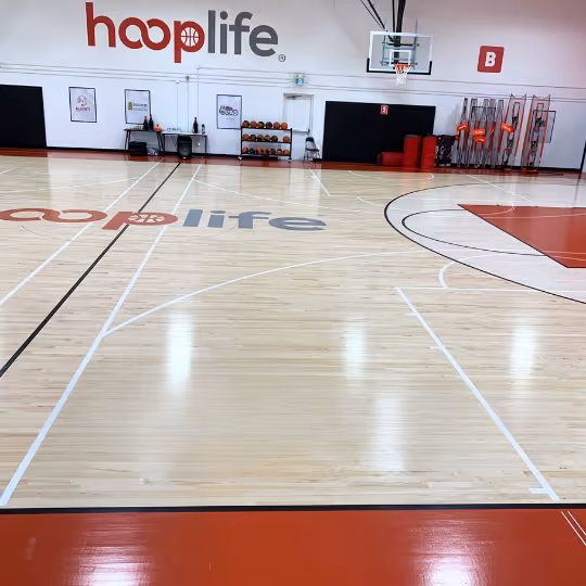 Logo on HoopLife Gym floor